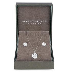 Simply Silver Sterling Silver 925 Cubic Zirconia Knot Set - Gift Boxed