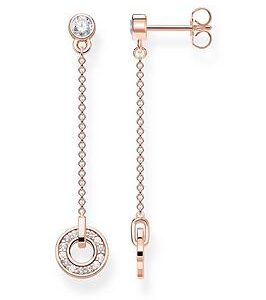 Thomas Sabo Rose Gold Circle, White Crystal Drop Earrings