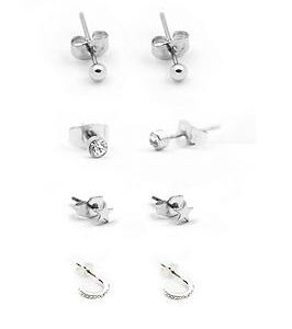 Buckley London Set Of 4 Imitation Rhodium Earrings.