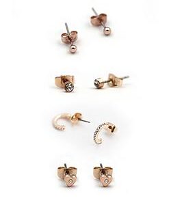 Buckley London Set Of 4 Rose Gold Plated Earrings.