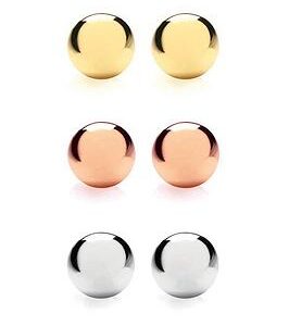 Buckley London Set Of 3 Polished Gold/Rosegold/Silver Studs.