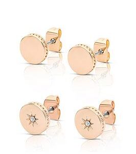 Buckley London Polished Set Of Two Rose Gold Stud Earrings.