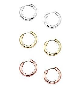 Buckley London Silver/Gold/Rosegold Set Of 3 Hoop Earrings.