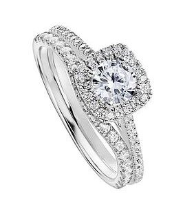 Created Brilliance Cynthia & Layla 9Ct White Gold 0.90Ct Lab Grown Diamond Ring Bridal Set