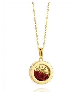 Rachel Jackson Gold Small Deco Sun Amulet Birthstone Necklace