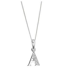 Love Diamond 9Ct White Gold Diamond Initial Pendant Necklace