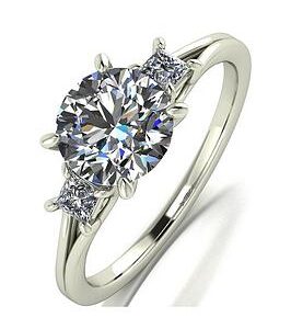 Moissanite 9Ct White Gold Solitaire With Square Accents 1.75Ct Total