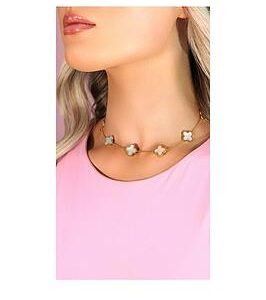 Say It With Diamonds Luck Choker Necklace - Gold& Vegan Pearl