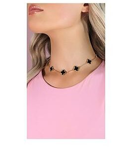 Say It With Diamonds Luck Choker Necklace - Gold& Black