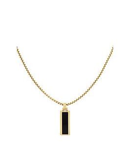 Tommy Hilfiger Men'S Gold Plated Onyx Stone Necklace