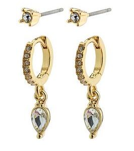 Pilgrim Elza   Crystal Earrings 2-In-1 Set Gold-Plated