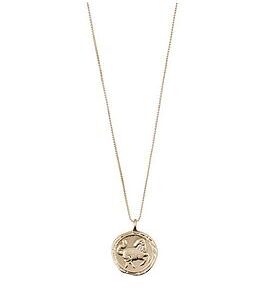 Pilgrim Zodiac Sign Coin Necklace, Gold-Plated