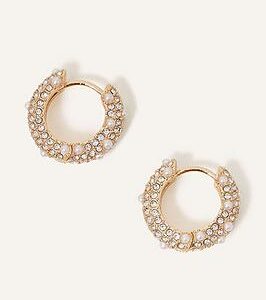 Accessorize Pearl And Crystal Encrusted Hoops