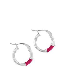 The Love Silver Collection Sterling Silver 10Mm Pink Enamel Huggie Hoop Earrings