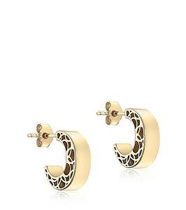 Love Gold 9Ct Yellow Gold 3Mm X 10Mm Filigree-Side Half-Hoop Stud Earrings