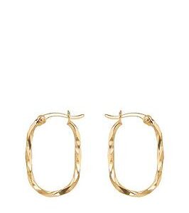 Love Gold 9Ct Yellow Gold Twisted Oval Diamond Cut Hoop Earrings