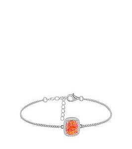 The Love Silver Collection Sterling Silver Synthetic Orange Opal And White Cz Halo Bracelet