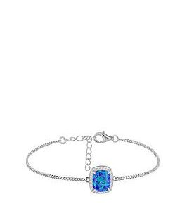 The Love Silver Collection Sterling Silver Synthetic Blue Opal And White Cz Halo Bracelet