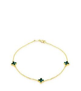 Love Gold 9Ct Yellow Gold Malachite Petal Necklace