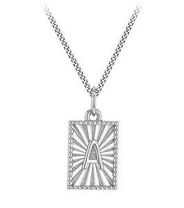 The Love Silver Collection Sterling Silver Sunray Initial Pendant & Curb Chain