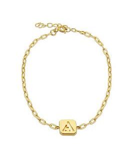 The Love Silver Collection Sterling Silver Yellow Gold Plated Initial Bracelet