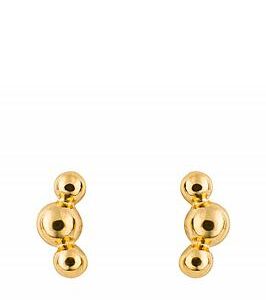 The Love Silver Collection Sterling Silver Trio Ball Gold Plated Stud Earrings