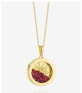 Rachel Jackson Medium Deco Sun Amulet Birthstone Necklace - Gold