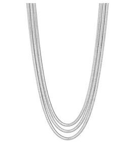 Inicio Sterling Silver Plated Multi Row Snake Chain Necklace With Gift Pouch