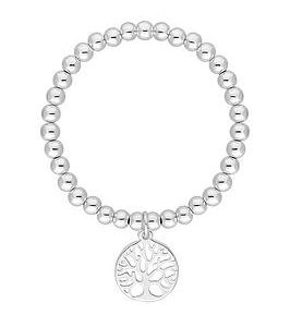 Jon Richard Silver Plated Polished Tree Of Love Stretch Bracelet