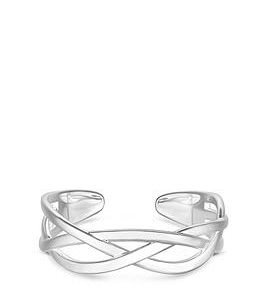 Inicio Sterling Silver Plated Cross Over Bangle Bracelet With Gift Pouch