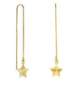 The Love Silver Collection 18Ct Gold Plated Sterling Silver Diamond Cut Star Threader Earrings