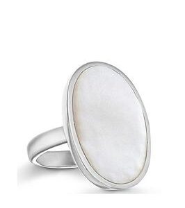 The Love Silver Collection Sterling Silver White Mother Of Pearl 15Mm X 20Mm Oval Split-Shoulder Ring