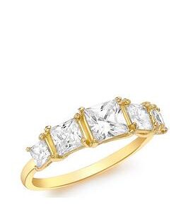 Love Gold 9Ct Yellow Gold 5-Stone Square Cz Graduated Ring