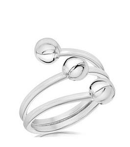 The Love Silver Collection Sterling Silver Rhodium Plated 6Mm Triple-Ball Ring