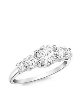 Love Gold 9Ct White Gold 5-Cz Graduated Half-Eternity Ring