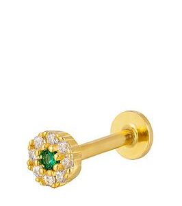 Seol + Gold Emerald Cz Flat Back Earring (Single Earring)