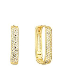 Seol + Gold Pave Cz Rectangle Hoops (Larger Size)