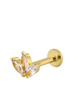 Seol + Gold Lotus Cz Labret Stud Earring (Single Earring)