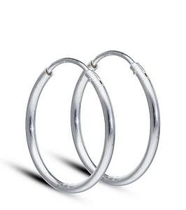 The Love Silver Collection Sterling Silver 25Mm Sleeper Hoop Earrings