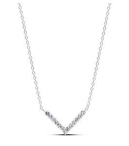 The Love Silver Collection Sterling Silver Crystal V Necklace