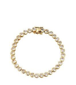 Seol + Gold Heart Bezel Cz Tennis Bracelet 7 Inches