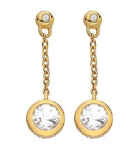 Hot Diamonds Hdxgem Droplet Chain Earrings - White Topaz