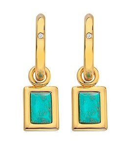 Hot Diamonds Hdxgem Rectangle Earrings - Turquoise