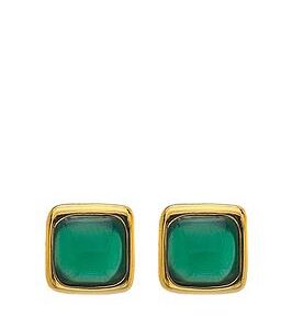 Hot Diamonds Hdxgem Square Earrings - Green Agate