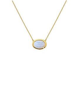 Hot Diamonds Hdxgem Horizontal Oval Necklace - Blue Lace Agate