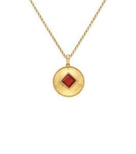 Hot Diamonds Hdxgem Coin Pendant - Red Agate