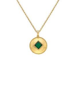 Hot Diamonds Hdxgem Coin Pendant - Green Agate