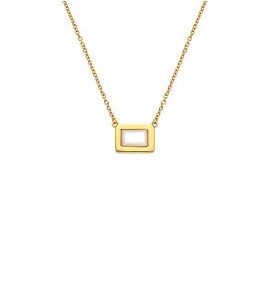 Hot Diamonds Hdxgem Rectangle Necklace - Mother Of Pearl