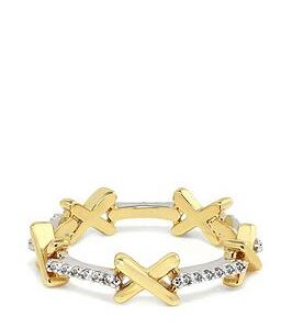 Say It With Diamonds Kiss Band Ring - Gold & Silver (One Size)