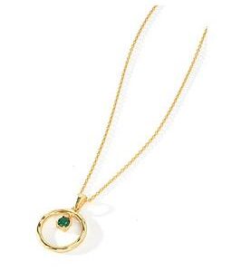 The Love Silver Collection Gold Plated Sterling Silver Green Cubic Zirconia Round Pendant Necklace